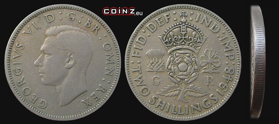 2 szylingi 1947-1948 - monety Wielkiej Brytanii