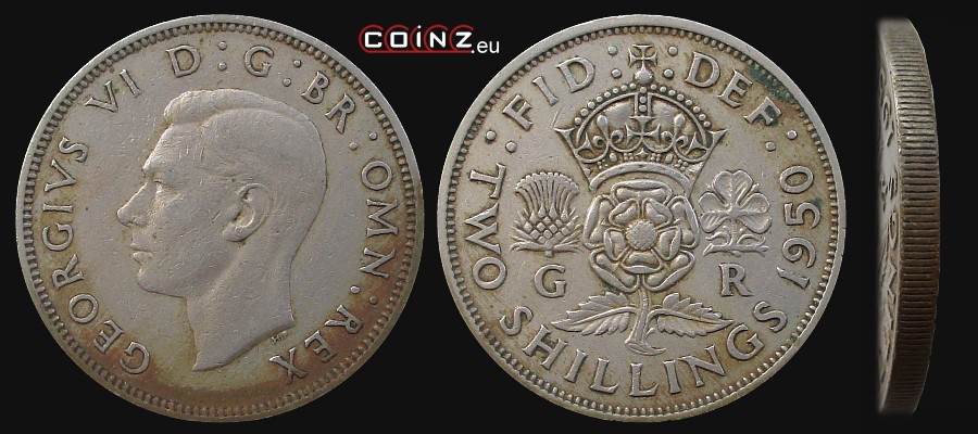2 szylingi 1949-1951 - monety Wielkiej Brytanii