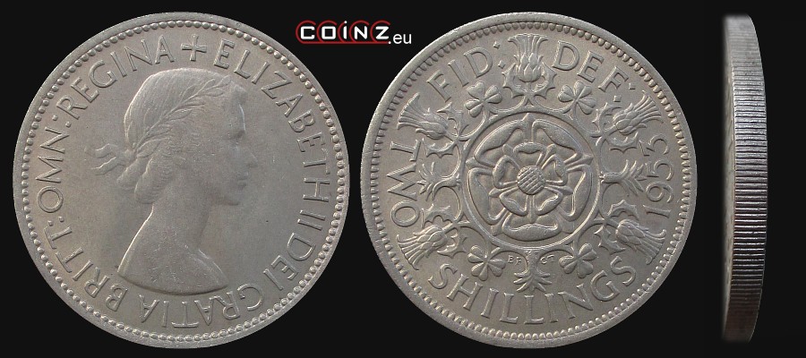 2 szylingi 1953 - monety Wielkiej Brytanii