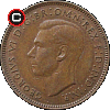 ćwierć (¼) pensa 1937-1948 - układ awersu do rewersu