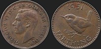 Monety Wielkiej Brytanii - ćwierć 1/4 pensa 1949-1952