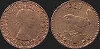 Monety Wielkiej Brytanii - ćwierć 1/4 pensa 1953