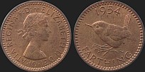 Monety Wielkiej Brytanii - ćwierć 1/4 pensa 1954-1956