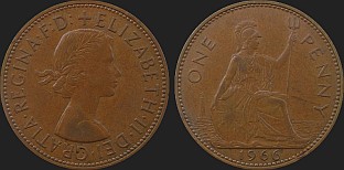 Monety Wielkiej Brytanii - 1 pens 1961-1967