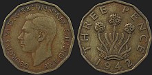 Monety Wielkiej Brytanii - 3 pensy 1937-1948