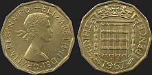 Monety Wielkiej Brytanii - 3 pensy 1954-1967