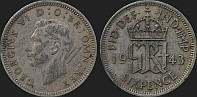 Monety Wielkiej Brytanii - 6 pensów 1937-1946