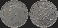 Monety Wielkiej Brytanii - 6 pensów 1949-1952