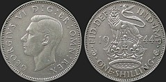 Monety Wielkiej Brytanii - 1 szyling 1937-1946