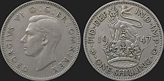 Monety Wielkiej Brytanii - 1 szyling 1947-1948