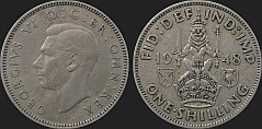 Monety Wielkiej Brytanii - 1 szyling 1947-1948