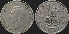 Monety Wielkiej Brytanii - 1 szyling 1949-1951