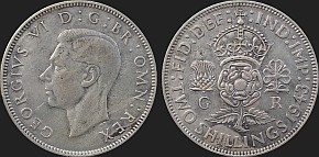 Monety Wielkiej Brytanii - 2 szylingi 1937-1946