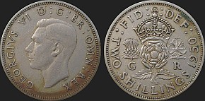 Monety Wielkiej Brytanii - 2 szylingi 1949-1951