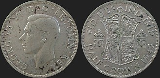 Monety Wielkiej Brytanii - pół 1/2 korony 1937-1946