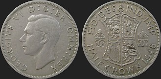 Monety Wielkiej Brytanii - pół 1/2 korony 1947-1948