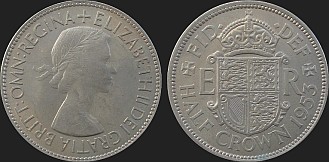 Monety Wielkiej Brytanii - pół 1/2 korony 1953