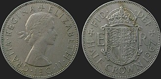 Monety Wielkiej Brytanii - pół 1/2 korony 1954-1967