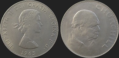 Monety Wielkiej Brytanii - 5 szylingów (1965) Winston Churchill