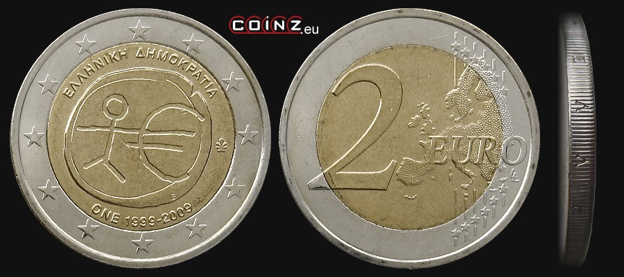 2 euro 2009 - 10 Rocznica Unii Gospodarczej i Walutowej - monety Grecji