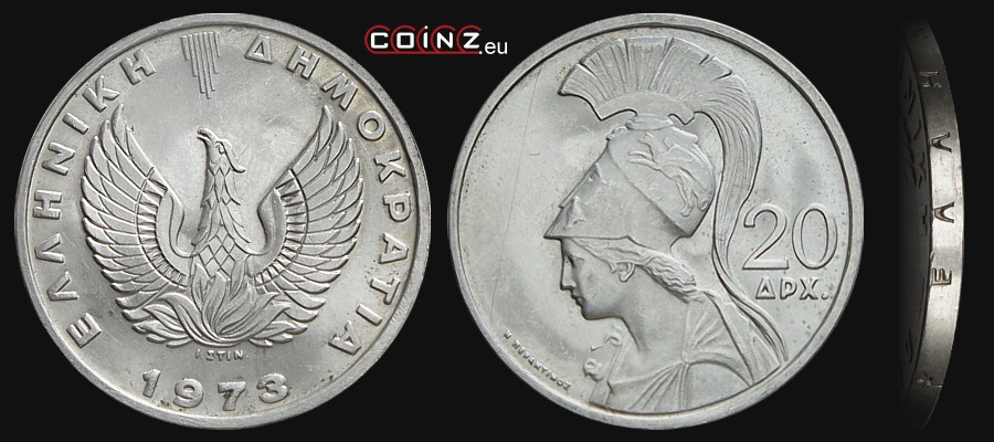 20 drachm 1973 - monety Grecji