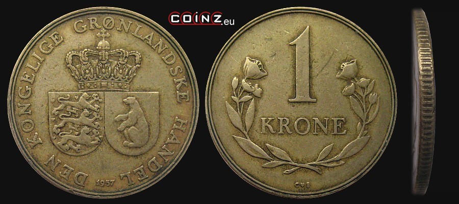 1 korona 1957 - monety Grenlandii