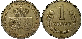 coins of Greenland (Danish) - 1 krone 1957