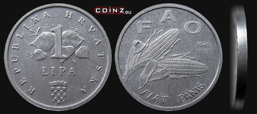 1 lipa 1995 - 50 Years of the FAO - Croatian coins