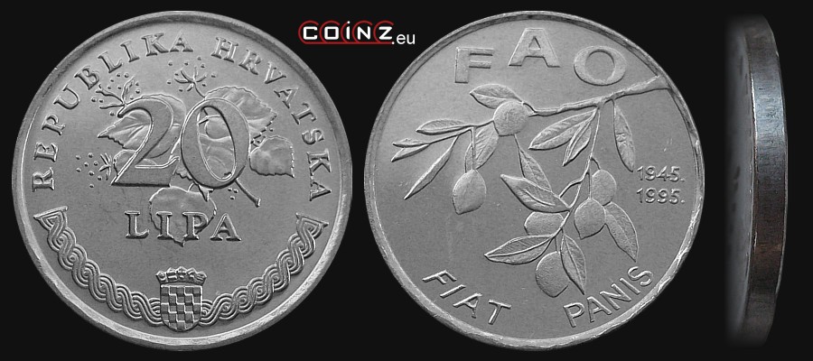 20 lipa 1995 - 50 Years of the FAO - Croatian coins