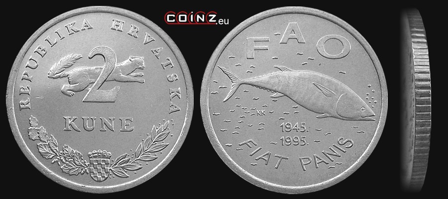 2 kune 1995 - 50 Years of the FAO - Croatian coins