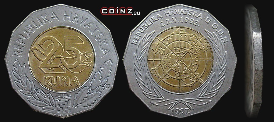 25 kuna 1997 Croatia in the UN - Croatian coins