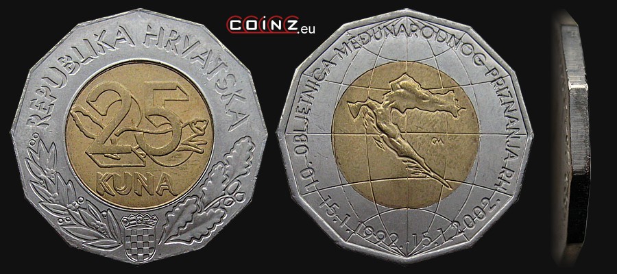 25 kuna 2002 Recognision of Croatia - Croatian coins