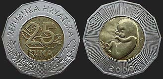 Croatian coins - 25 kuna 2000 New Millennium