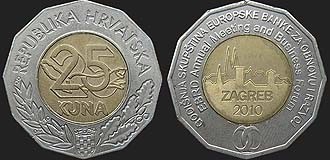 Monety Chorwacji - 25 kun 2010 Spotkanie EBOiR w Zagrzebiu