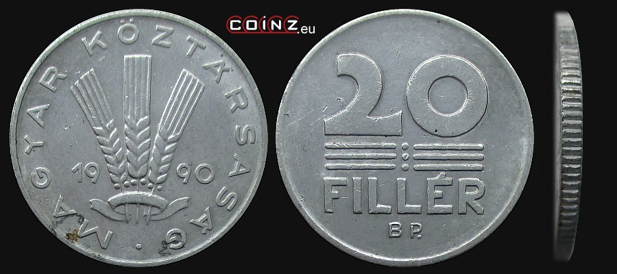 20 fillerów 1990-1997 - monety Węgier