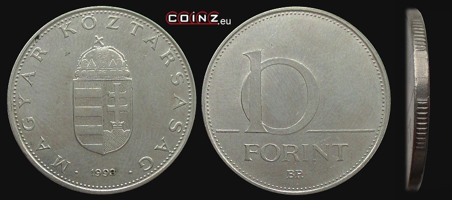 10 forintów 1992-2011 - monety Węgier