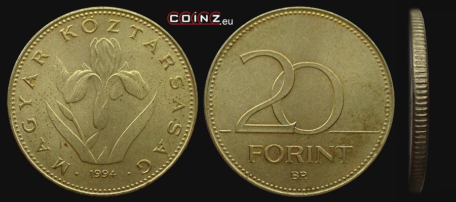 20 forintów 1992-2011 - monety Węgier
