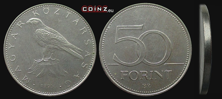 50 forintów 1992-2011 - monety Węgier