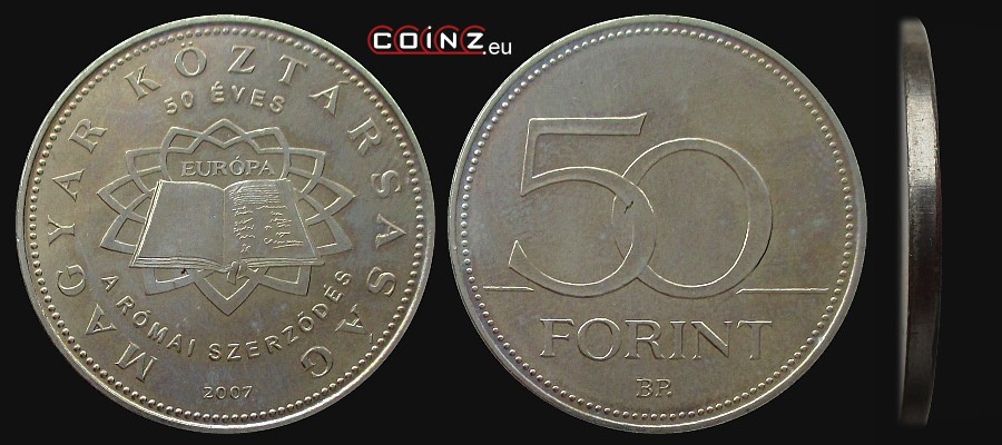 50 forintów 2007 Traktaty Rzymskie - monety Węgier
