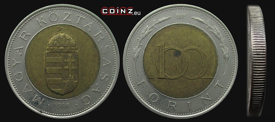 100 forintów 1996-2011 - monety Węgier