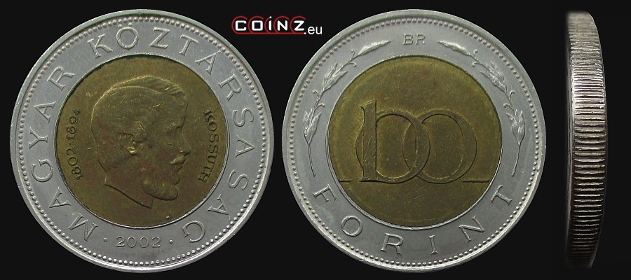 100 forintów 2002 Lajos Kossuth - monety Węgier