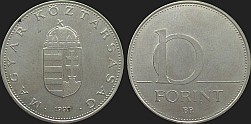 Monety Węgier - 10 forintów 1992-2011