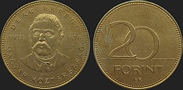 Monety Węgier - 20 forintów 2003 Ferenc Deak
