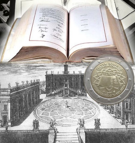 Księga Traktatów Rzymskich, Piazza del Campidoglio i belgijskie 2 euro