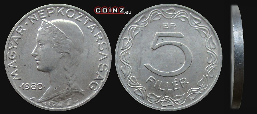 5 fillerów 1953-1989 - monety Węgier