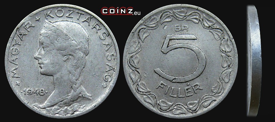 5 fillerów 1948-1951 - monety Węgier