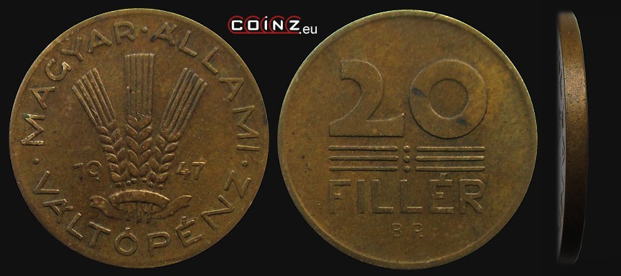 20 fillerów 1946-1950 - monety Węgier