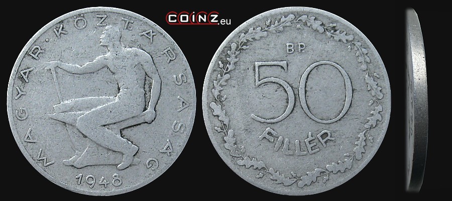 50 fillerów 1948 - monety Węgier