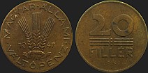 Monety Węgier - 20 fillerów 1946-1950