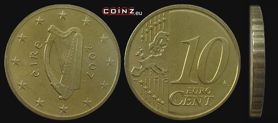 10 euro centów od 2007 - monety Irlandii